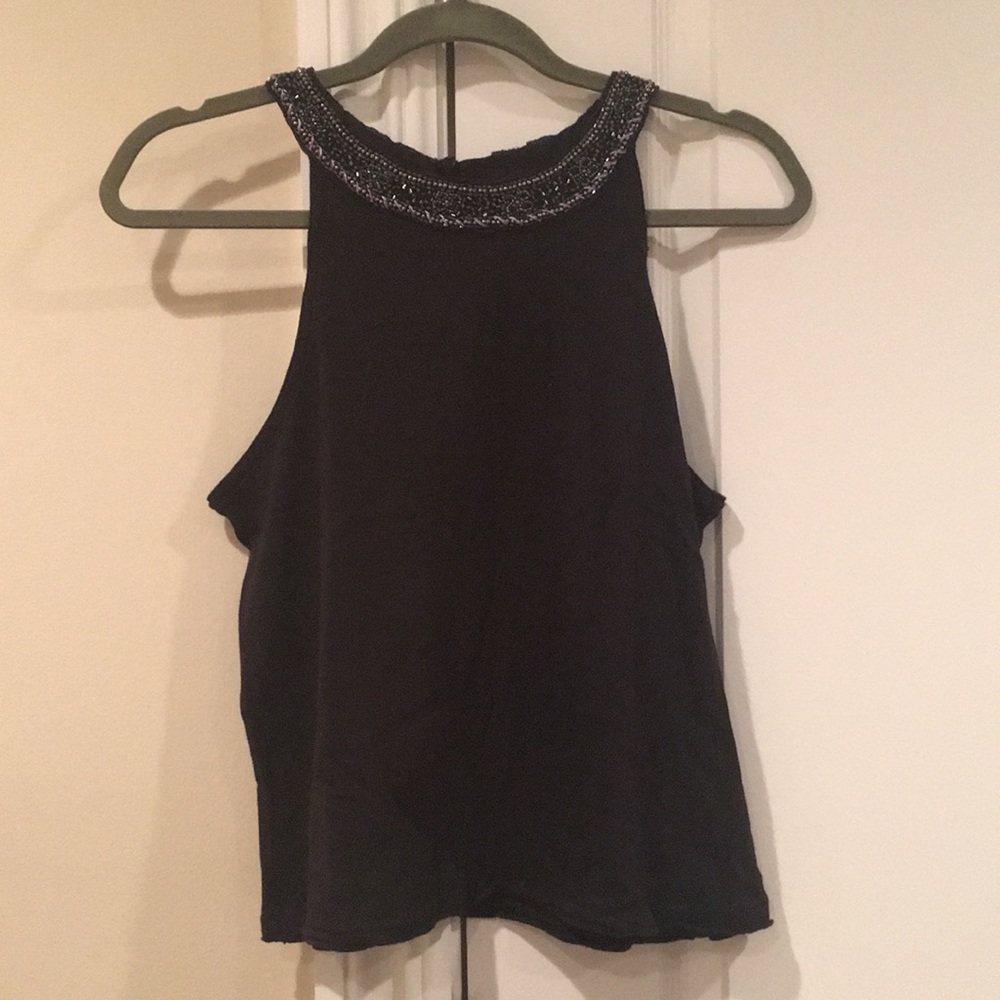 Embellished High Neck Tank Top